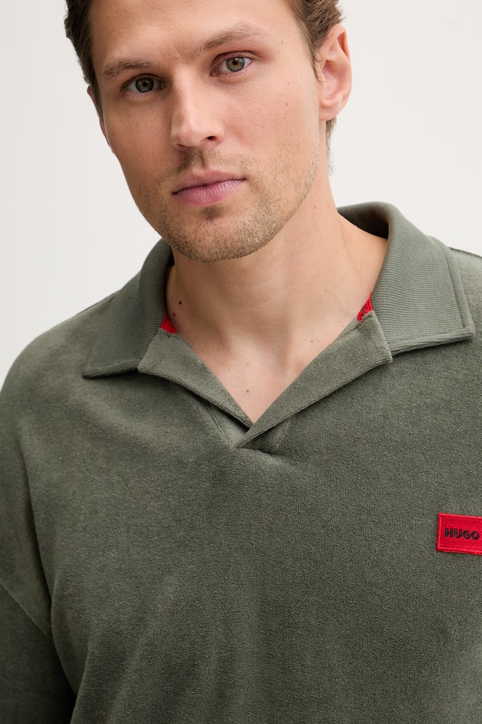 HUGO polo męskie z bawełną TERRANCE POLO SHIRT zielony 50559744