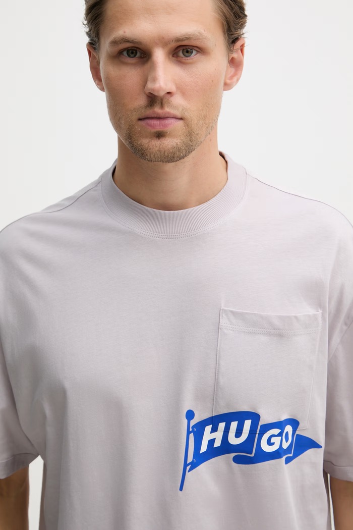 HUGO Blue tričko pánske bavlnené Nohacrop fialová 50556406