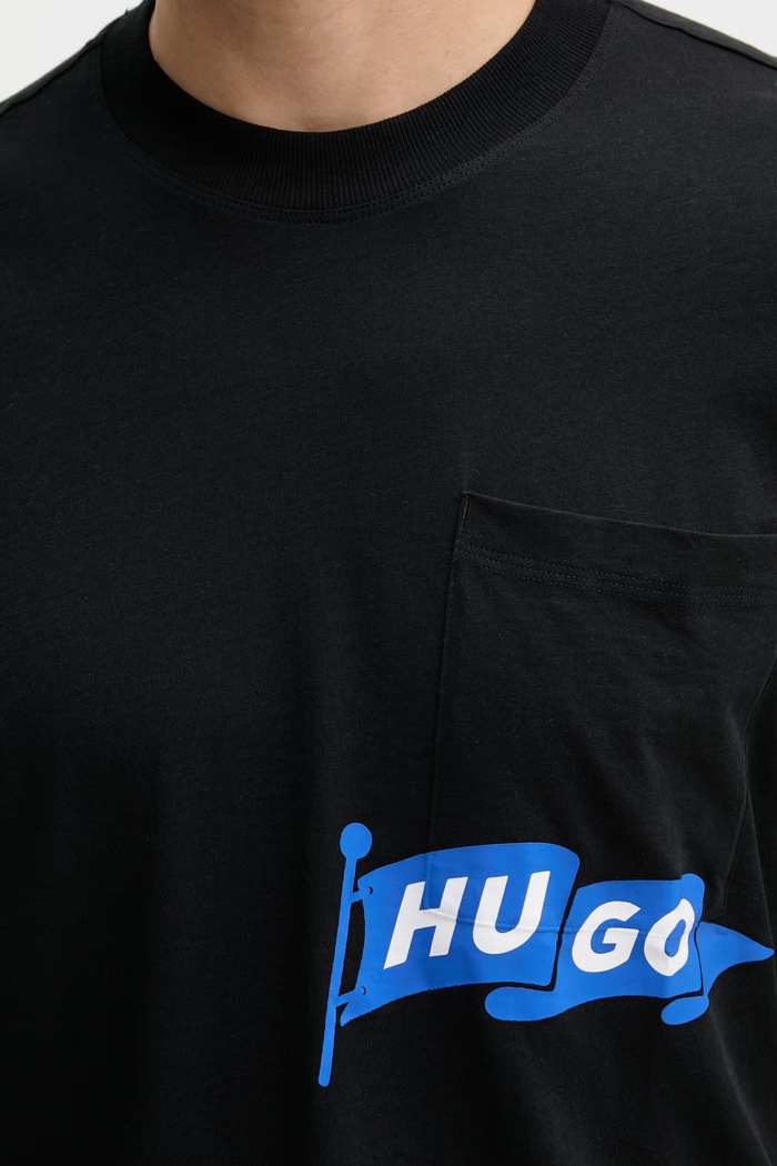 HUGO Blue tričko pánske bavlnené Nohacrop 50556406 čierna