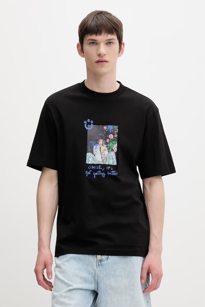 HUGO Blue tricou pentru bărbați, din bumbac Nugobeam negru 50560029