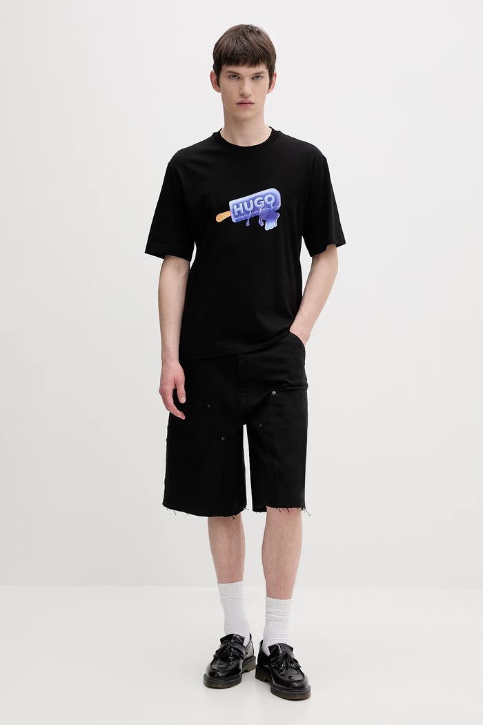 HUGO Blue tricou pentru bărbați, din bumbac Noglasy 50560049 negru SS26