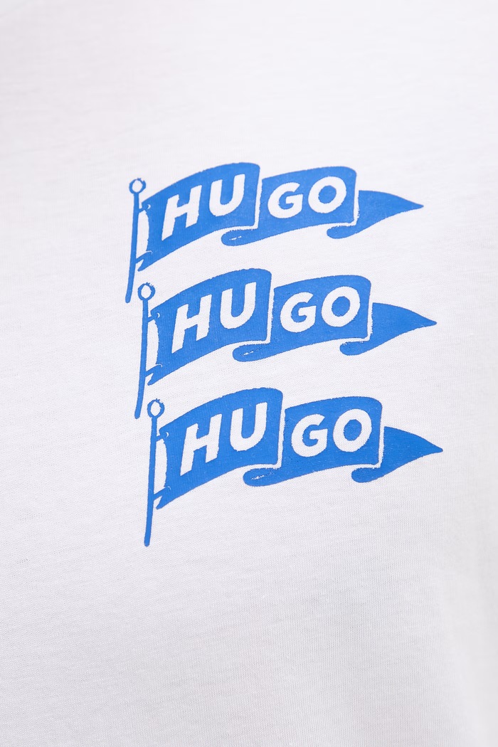 Bavlnené tričko Hugo Blue Nalien 50560060 biela