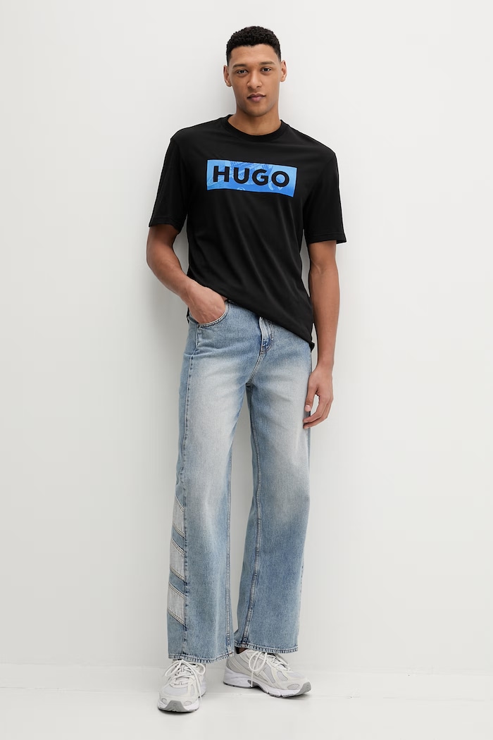 Хлопковая футболка Hugo Blue Nalien 50560060 чёрный SS26