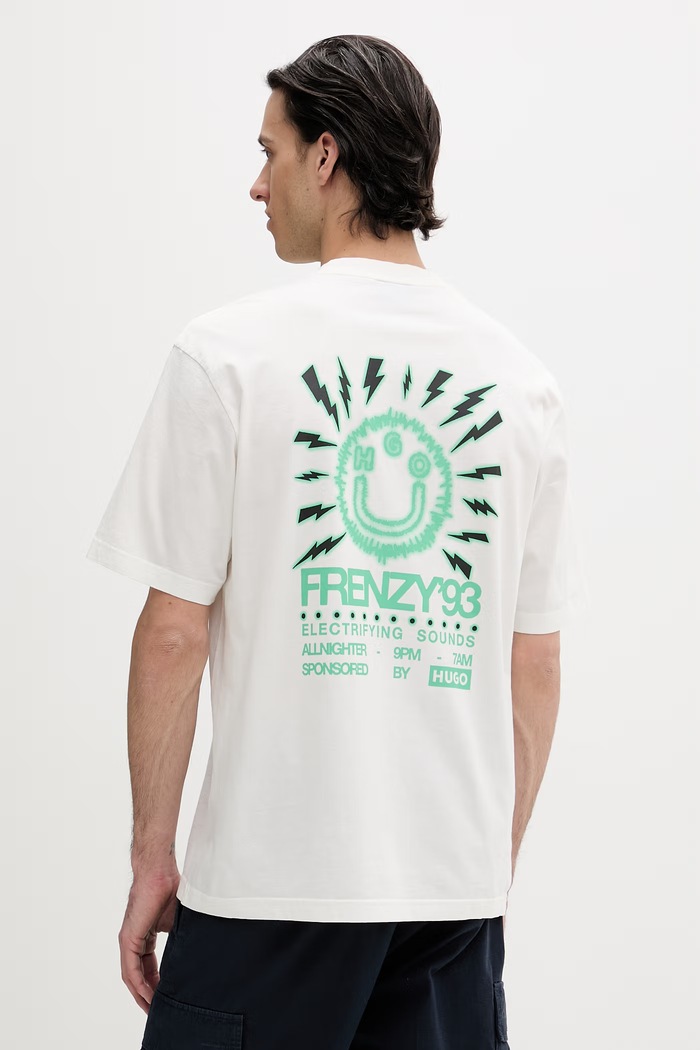 Hugo Blue tricou din bumbac Nextralio print bej 50560090