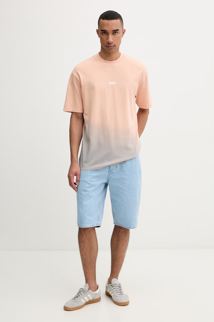 HUGO Blue tričko pánske bavlnené Nalono_F 50560732 oranžová SS26
