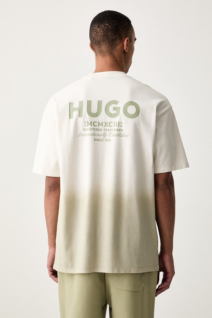 HUGO Blue T-shirt męski bawełniany Nalono_F beżowy 50560732