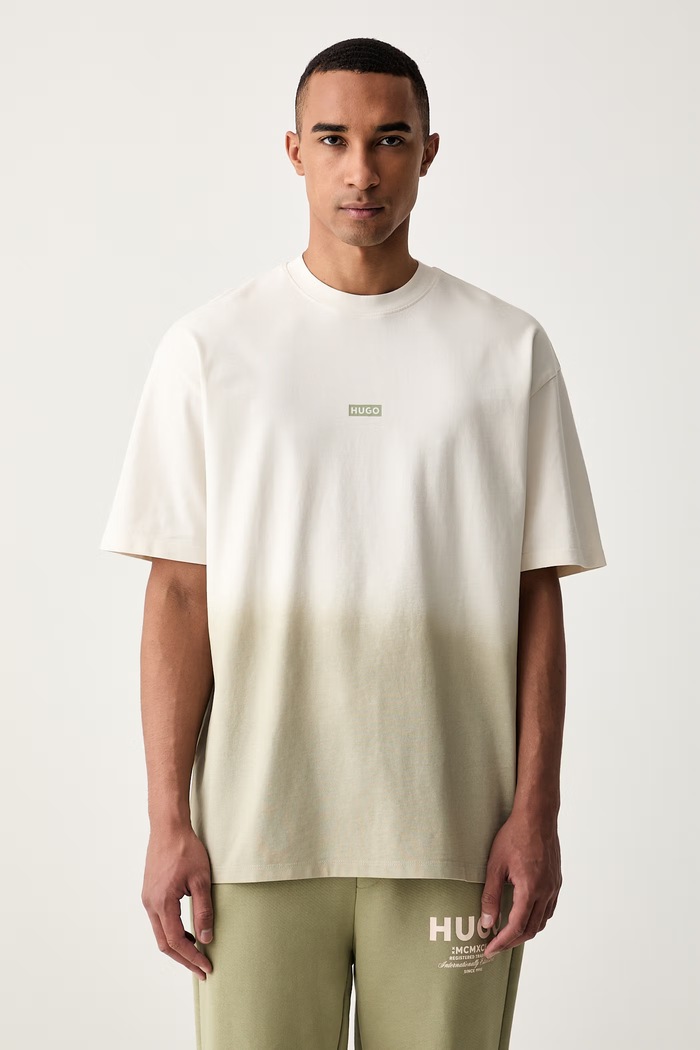 Odzież HUGO Blue T-shirt męski bawełniany Nalono_F 50560732 beżowy