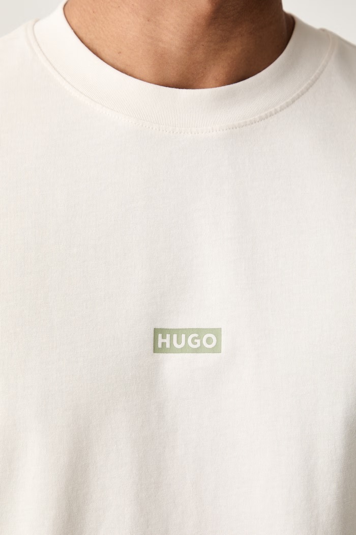 HUGO Blue T-shirt męski bawełniany Nalono_F 50560732 beżowy