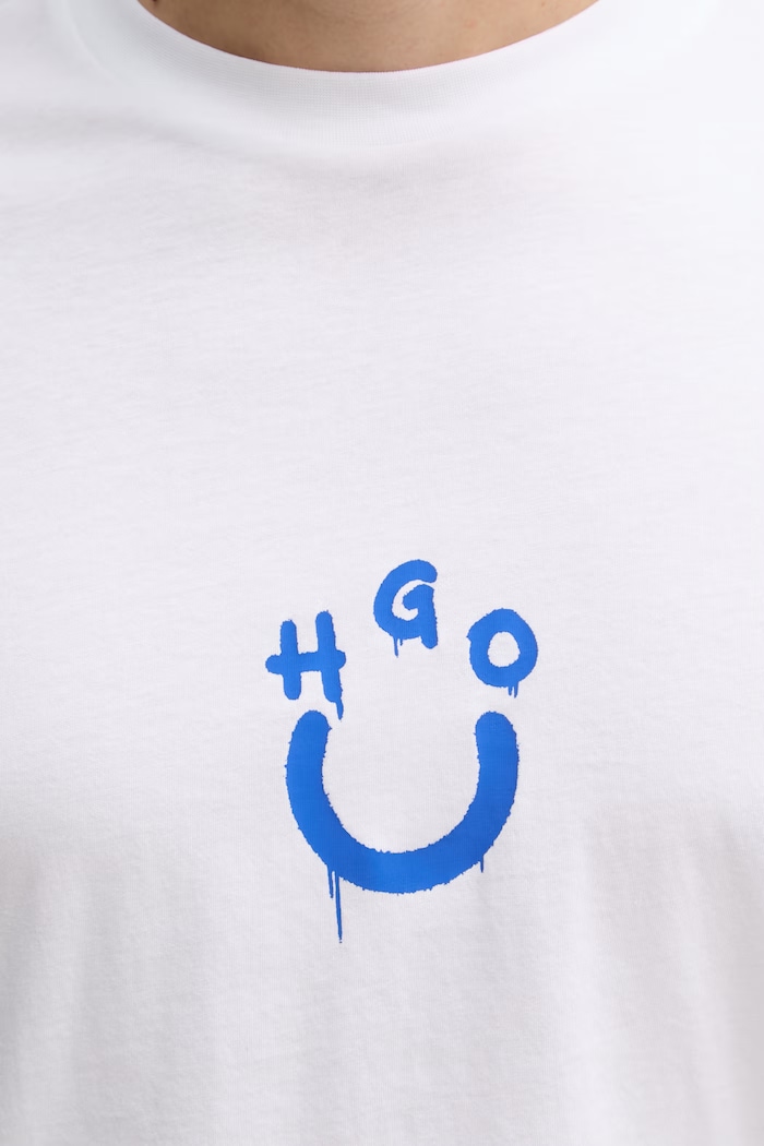 HUGO Blue tričko pánske bavlnené Norizom 50560112 biela