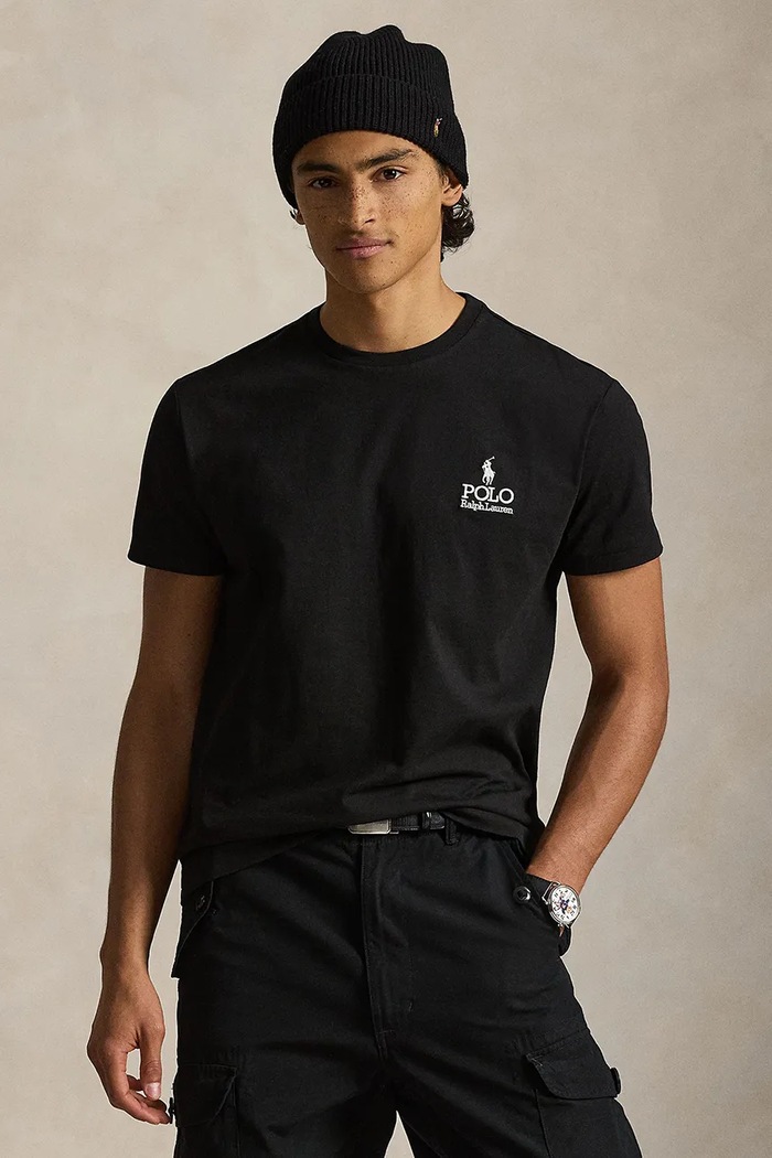 Polo Ralph Lauren JERSEY-SSL-TSH t-shirt ανδρικό βαμβακερό μαύρο 710981136501