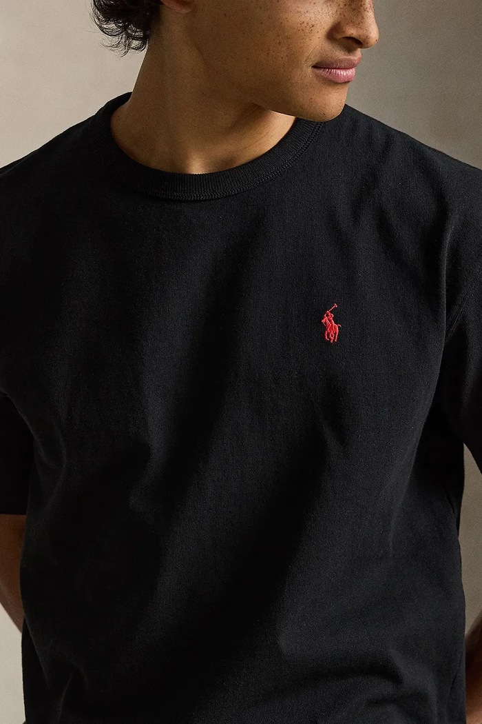 Бавовняна футболка Polo Ralph Lauren JERSEY-KNT-T-SHIRT чорний 710A12979001