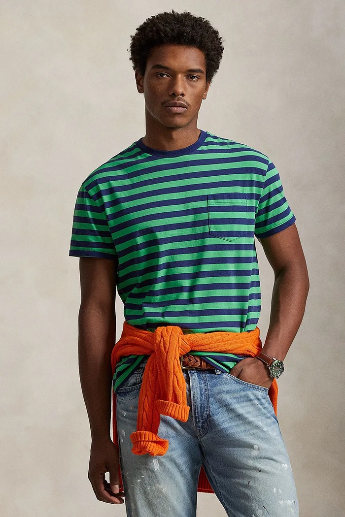 Polo Ralph Lauren JERSEY-KNT-T-SHIRT tricou de bumbac bărbătesc verde 710A13053001