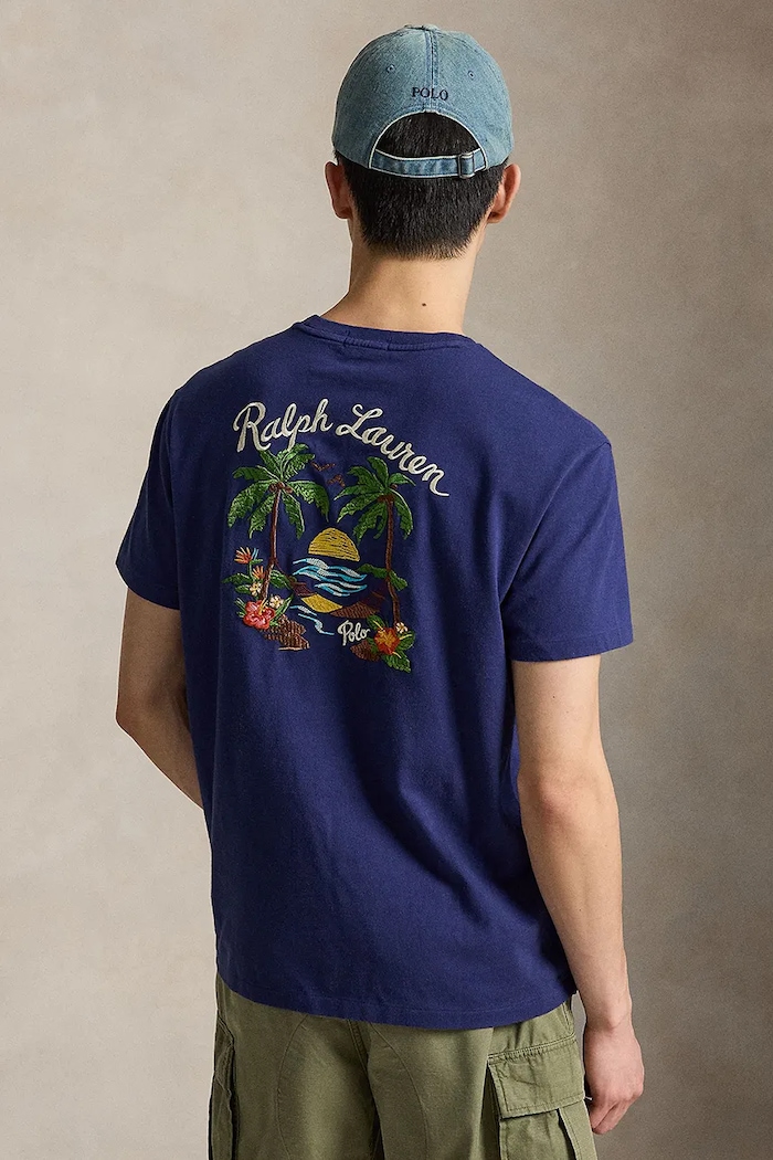 Polo Ralph Lauren JERSEY-KNT-T-SHIRT tricou de bumbac bărbătesc 710B14586001 albastru SS26