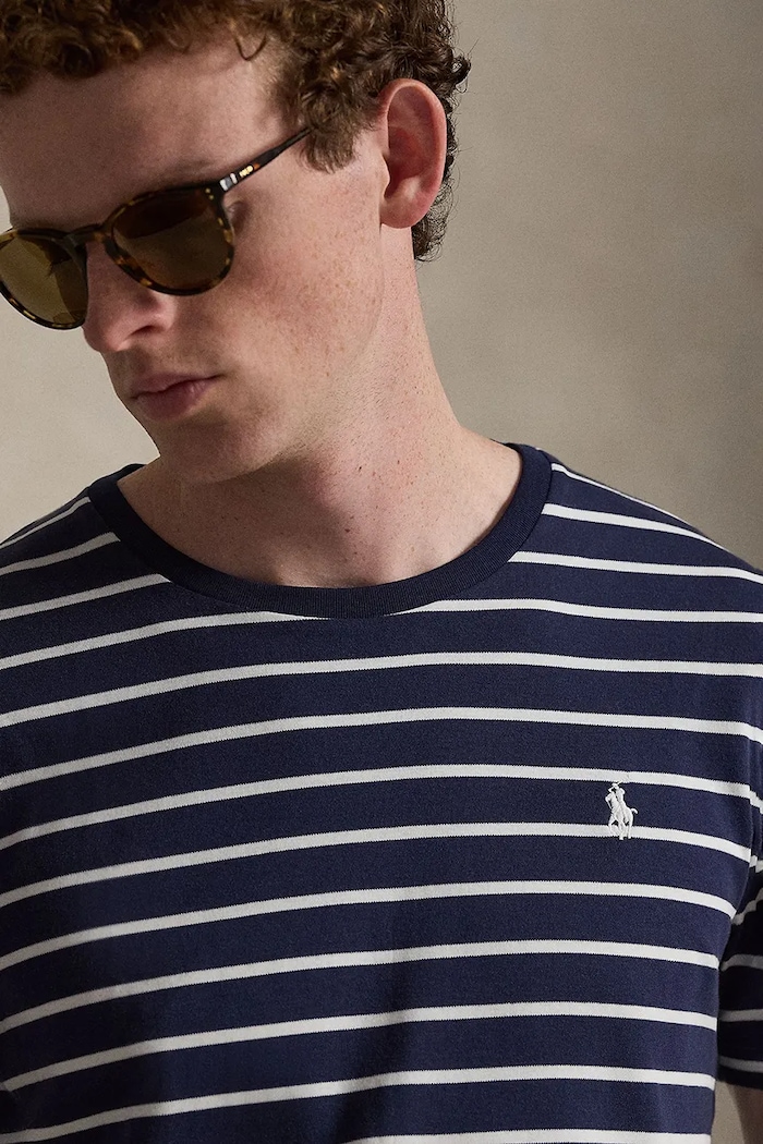 Βαμβακερό μπλουζάκι Polo Ralph Lauren INTERLOCK-KNT-T-SHIRT σκούρο μπλε 710B16648001