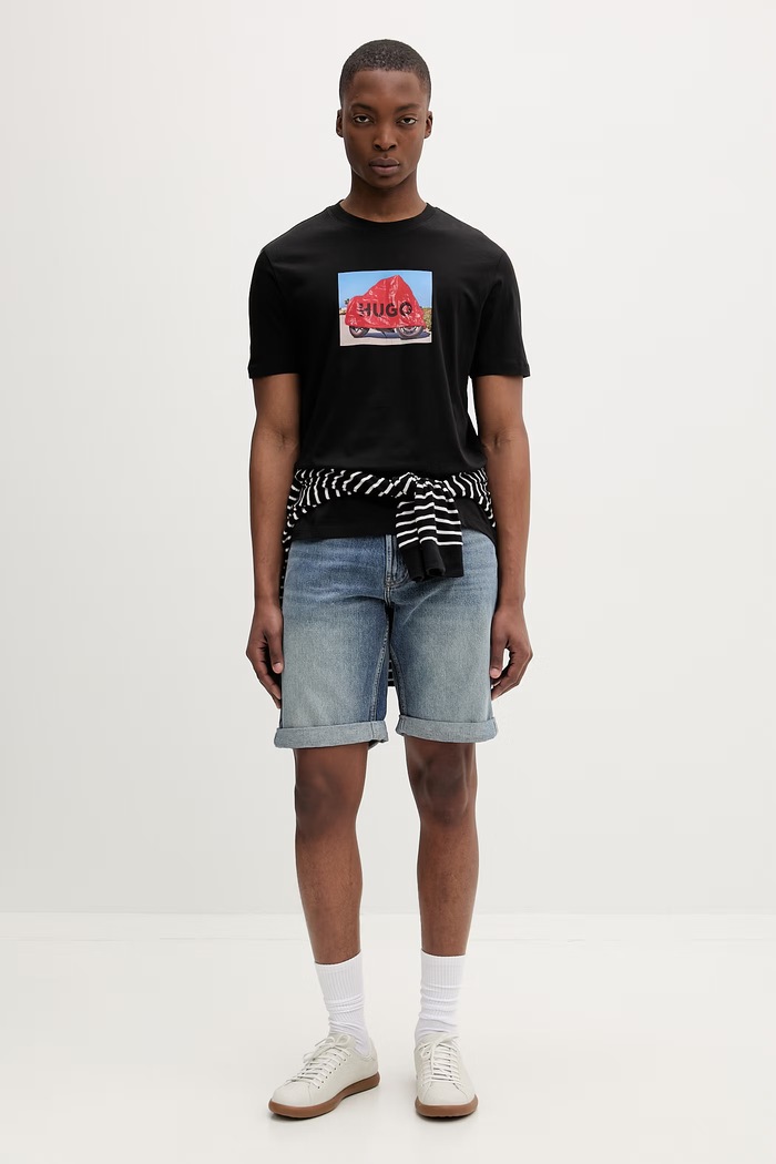 HUGO tricou bărbătesc din bumbac Dostino 50557674 negru SS26