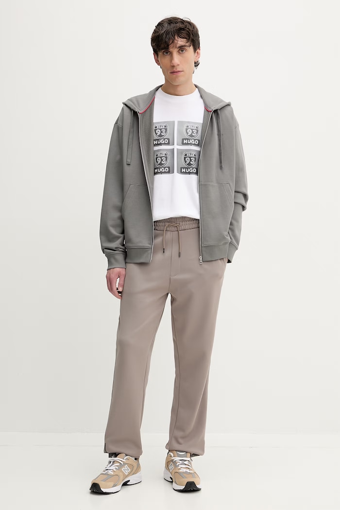 Памучна тениска HUGO Draxon 50558405 бял SS26