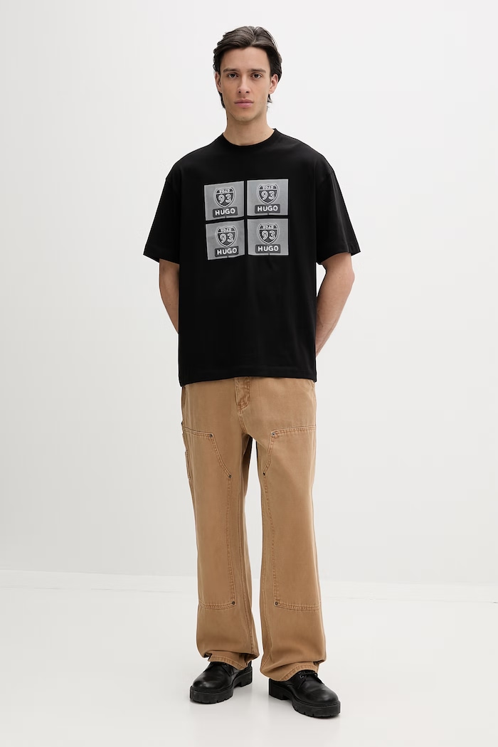 HUGO tricou din bumbac Draxon 50558405 negru SS26