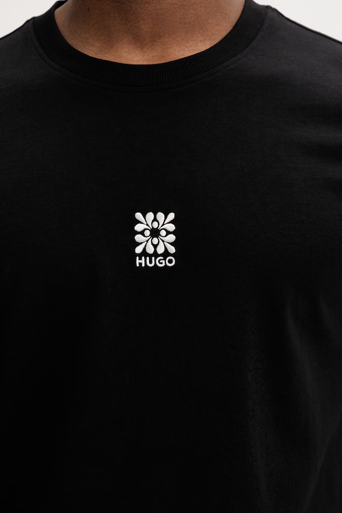 HUGO t-shirt basic ανδρικό βαμβακερό Darusi 50561126 μαύρο