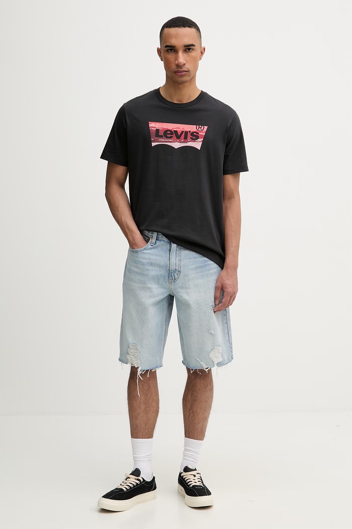 Levi's tricou pentru bărbați, din bumbac GRAPHIC CREWNECK 22491.2105 negru SS26