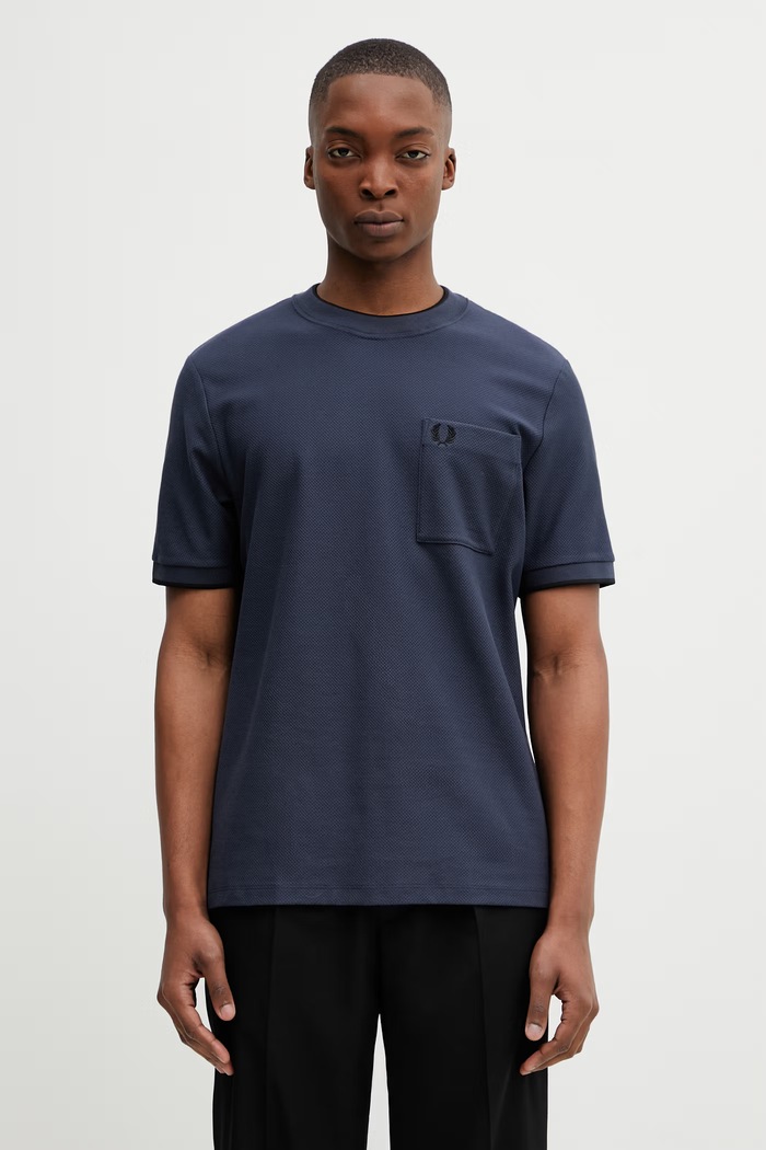 Fred Perry t-shirt bawełniany gładkie granatowy M2395