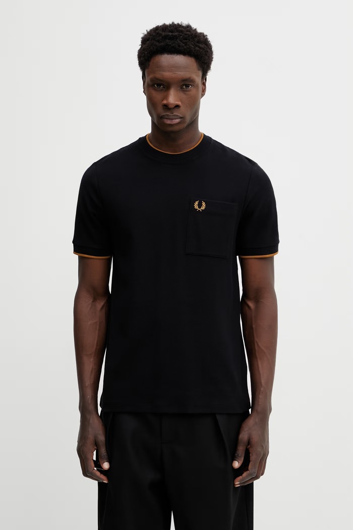 Βαμβακερό μπλουζάκι Fred Perry κανονικό μαύρο M2395