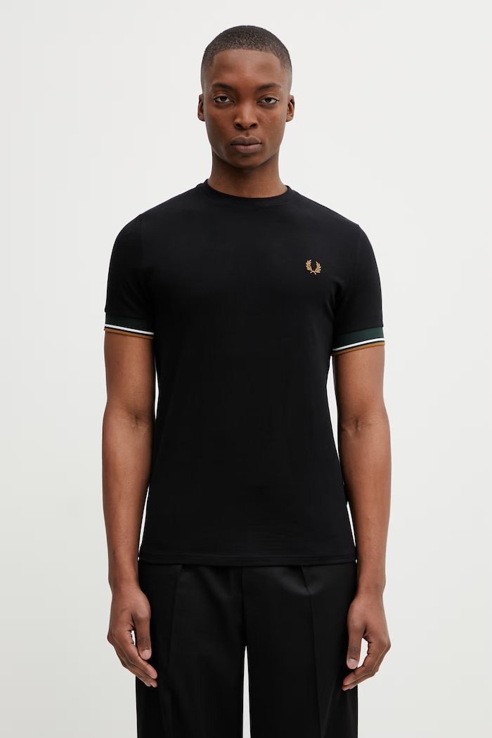 Fred Perry t-shirt in cotone da uomo regolare nero M2396