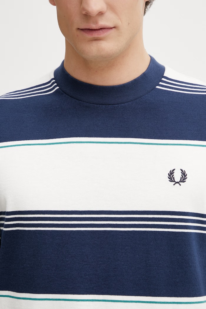 Bombažna kratka majica Fred Perry mornarsko modra M2410