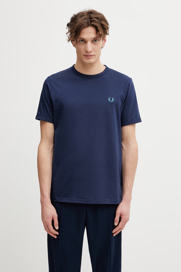 Fred Perry T-shirt in cotone da uomo slim blu navy M3519