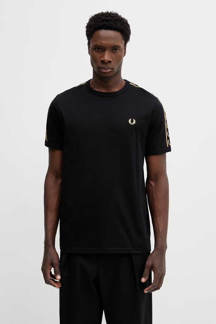Fred Perry t-shirt βαμβακερό ανδρικό κανονικό μαύρο M4613