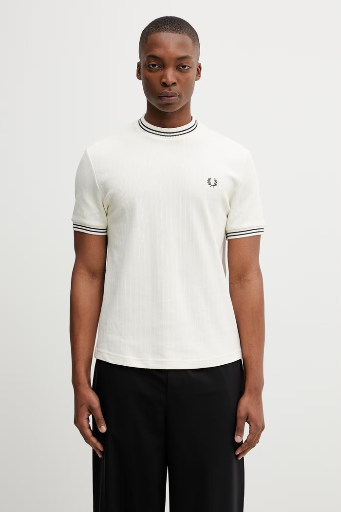 Βαμβακερό μπλουζάκι Fred Perry κανονικό μπεζ M8679