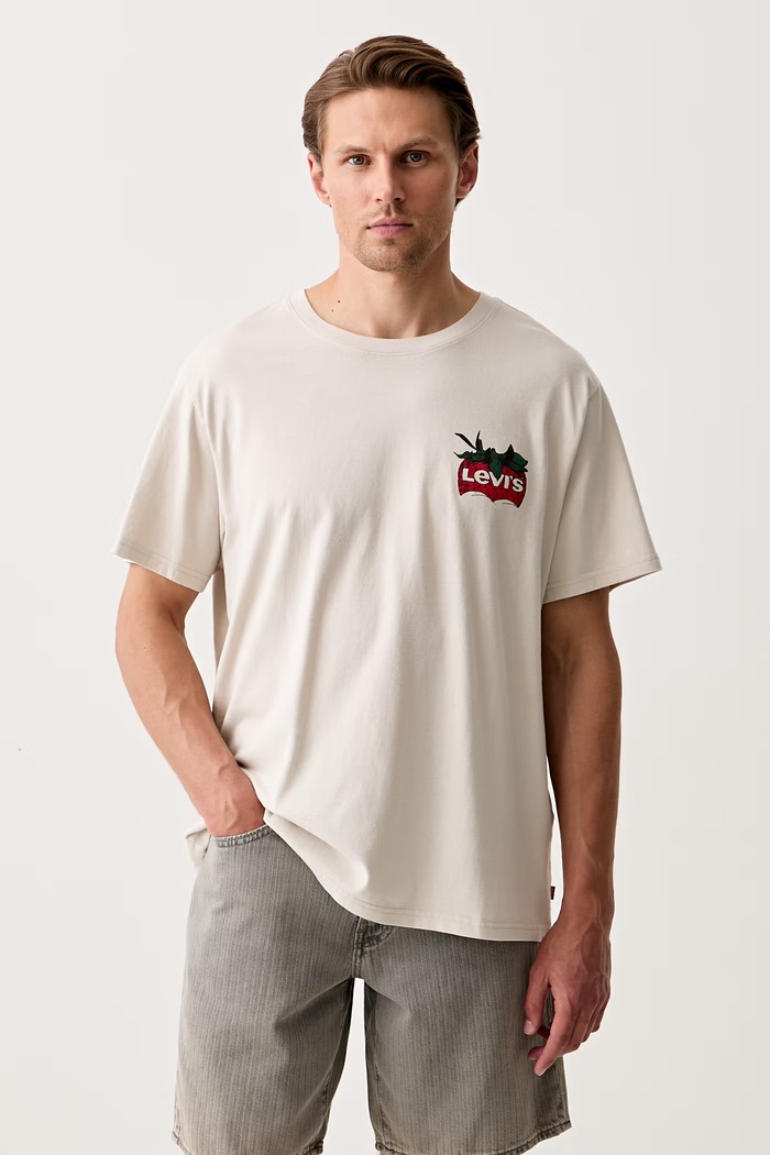 Ρούχα Levi's t-shirt ανδρικό βαμβακερό RELAXED FIT TEE 16143.2480 μπεζ