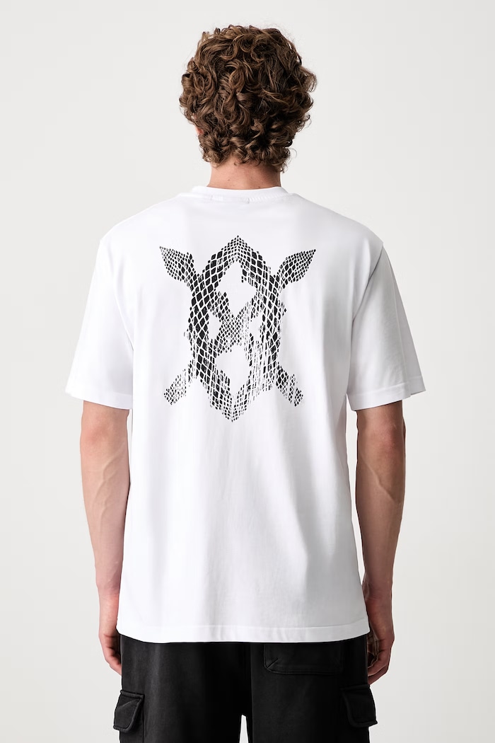 Daily Paper snake shield t-shirt in cotone da uomo bianco 2610008