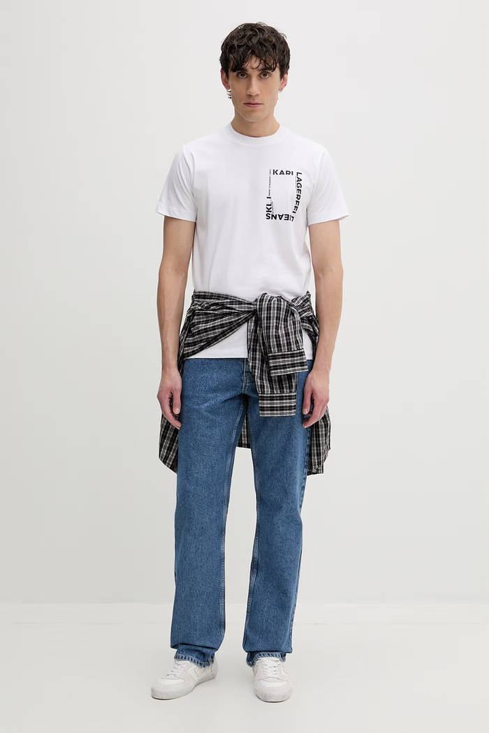 Karl Lagerfeld Jeans tricou pentru bărbați, din bumbac B2M17046 alb SS26