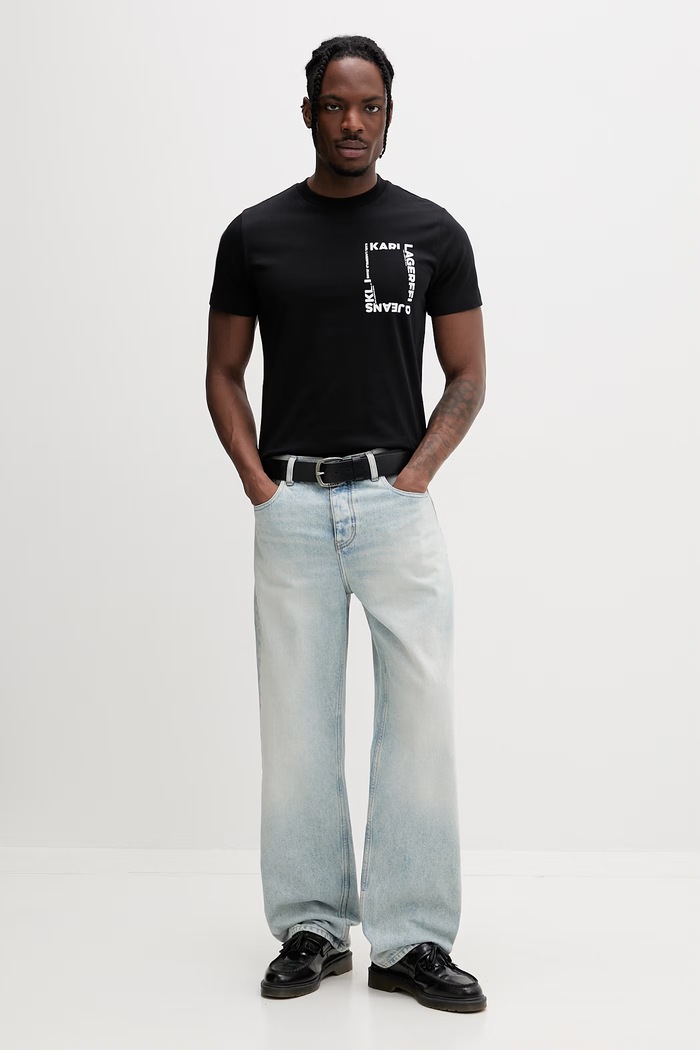 Karl Lagerfeld Jeans tričko pánske bavlnené B2M17046 čierna SS26