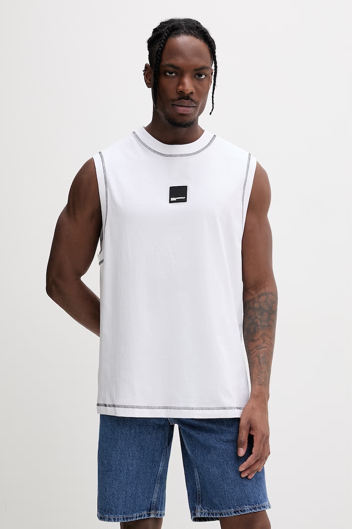 Karl Lagerfeld Jeans top pánsky bavlnený biela B2M17050
