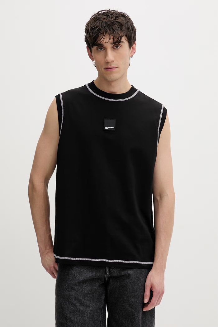 Karl Lagerfeld Jeans top pánsky bavlnený čierna B2M17050