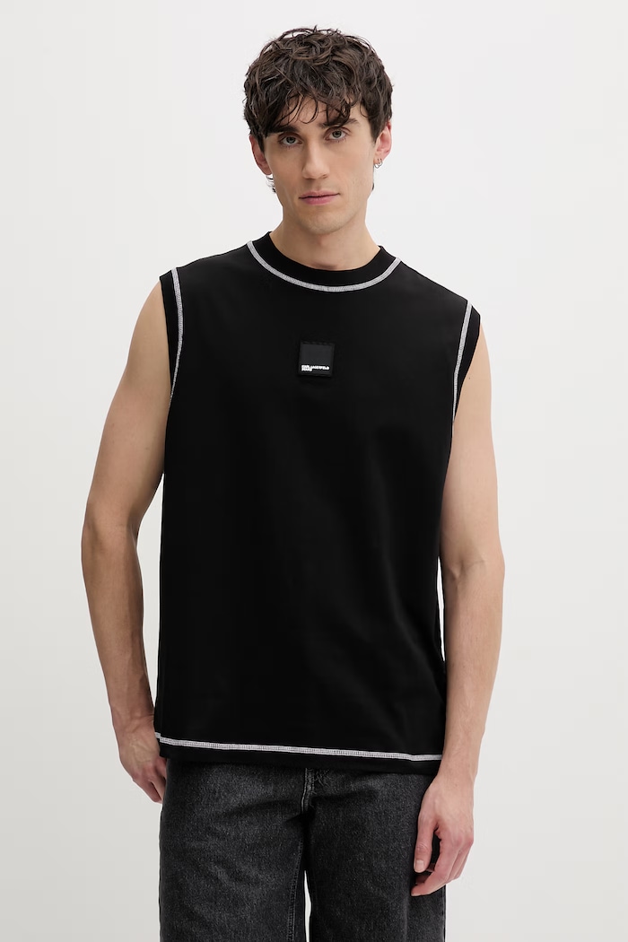 Karl Lagerfeld Jeans top pánsky bavlnený čierna B2M17050