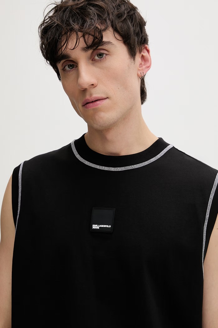 Karl Lagerfeld Jeans top pánsky bavlnený čierna B2M17050