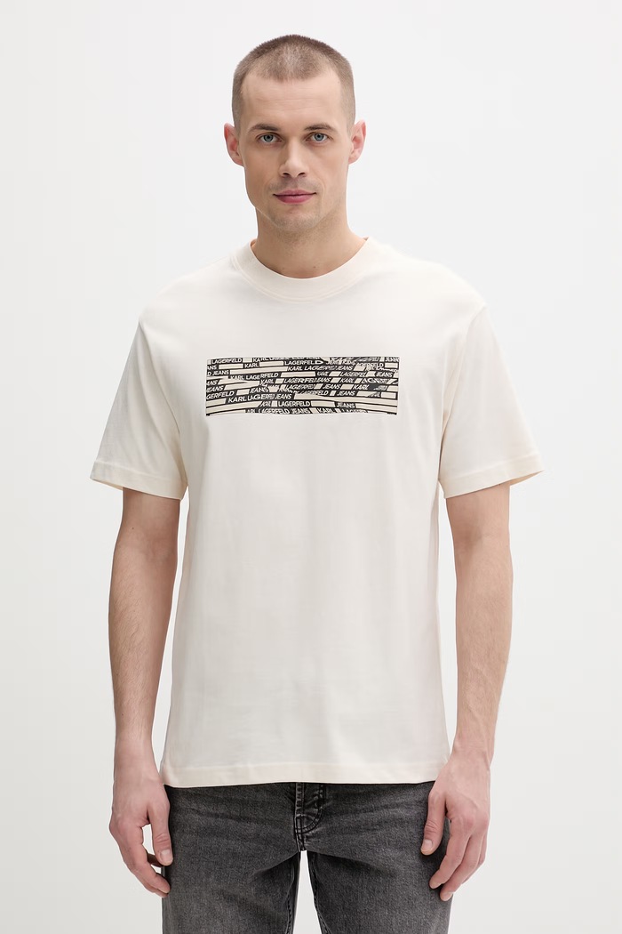 Ανδρικό βαμβακερό T-shirt Karl Lagerfeld Jeans μπεζ B2M17053