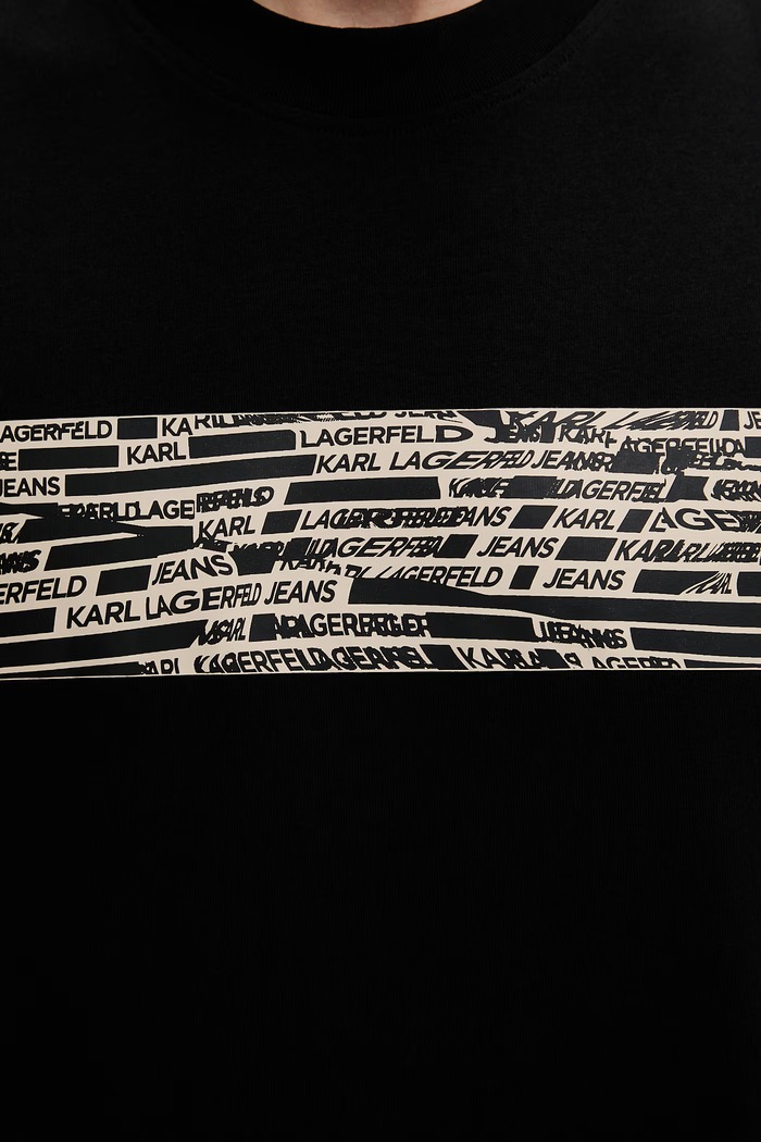 Karl Lagerfeld Jeans pánske bavlnené tričko B2M17053 čierna