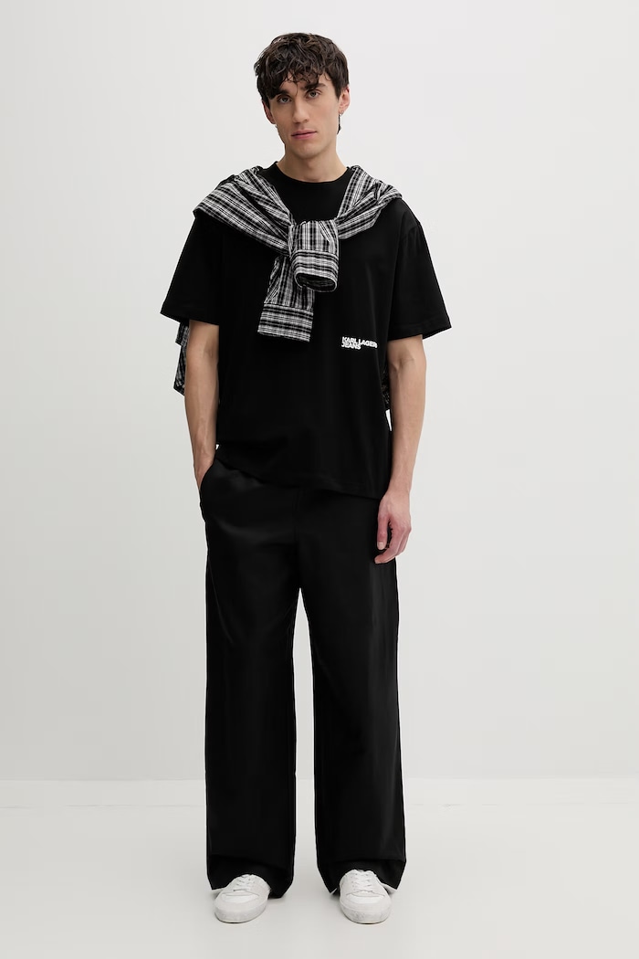 Karl Lagerfeld Jeans pánske bavlnené tričko B2M17063 čierna SS26