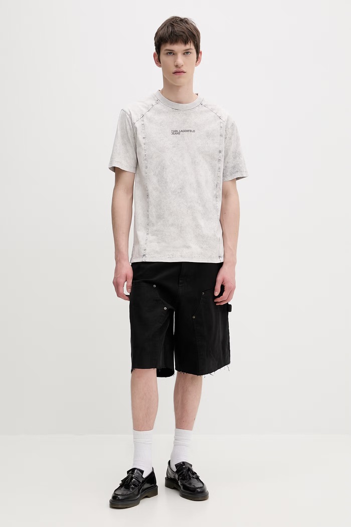 Karl Lagerfeld Jeans tričko pánske bavlnené B2M17065 sivá SS26