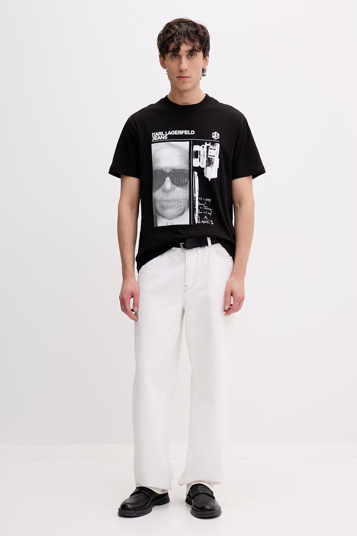 Karl Lagerfeld Jeans pánske bavlnené tričko B2M17067 čierna SS26