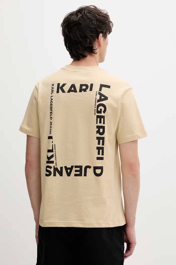 Ρούχα Karl Lagerfeld Jeans t-shirt ανδρικό βαμβακερό B2M17090 μπεζ