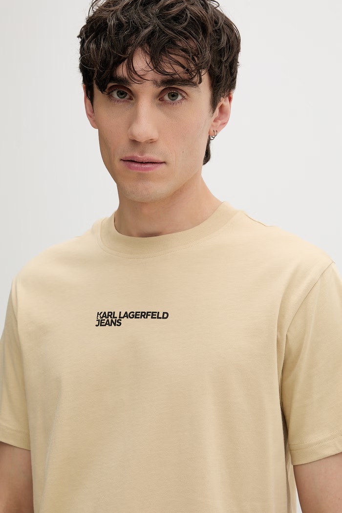 Karl Lagerfeld Jeans t-shirt ανδρικό βαμβακερό μπεζ B2M17090