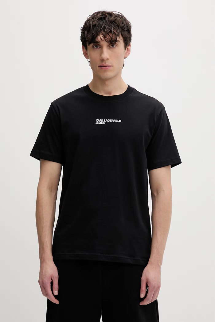 Ρούχα Karl Lagerfeld Jeans T-shirt Ανδρικό βαμβακερό B2M17090 μαύρο