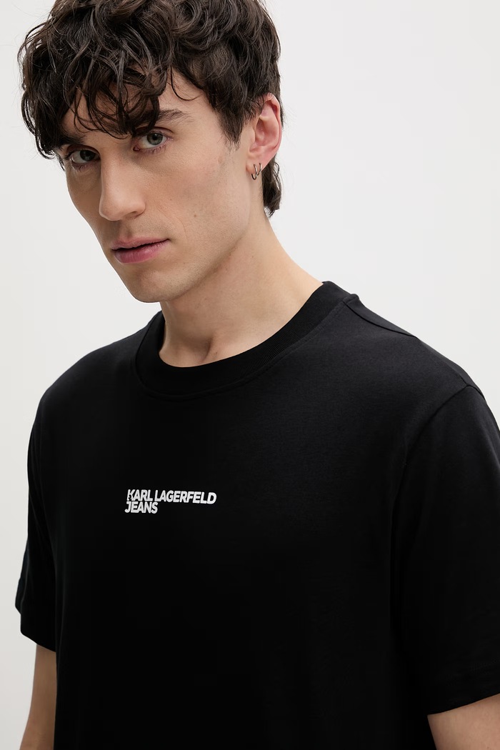 Karl Lagerfeld Jeans T-shirt Ανδρικό βαμβακερό μαύρο B2M17090