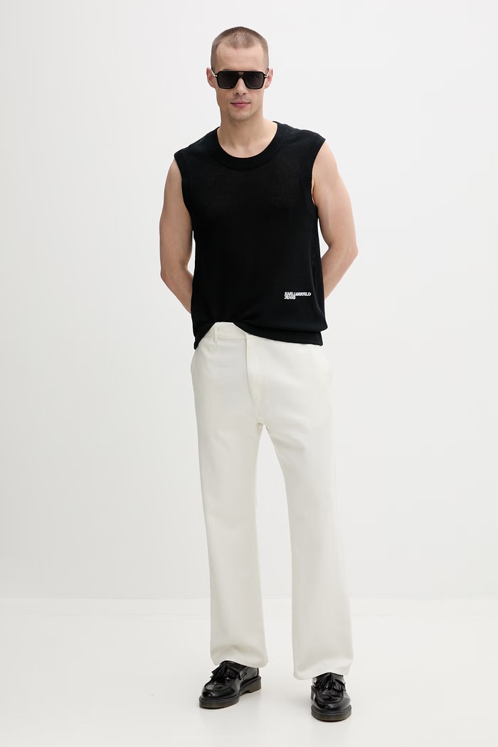 Karl Lagerfeld Jeans vesta pánská bavlněná B2M18026 černá SS26