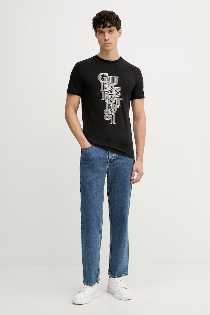 Guess pánské tričko bavlněné s elastanem M6GI10.K2991 černá SS26