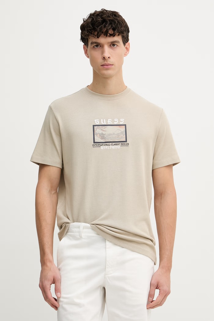 Guess T-shirt ανδρικό μπεζ M6GI14.K2996